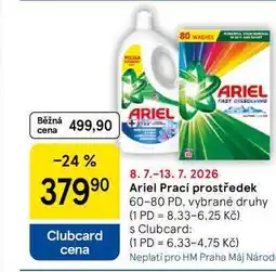 Tesco Ariel Prací prostředek, 60-80 PD, vybrané druhy nabídka