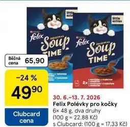 Tesco Felix Polévky pro kočky, 6x 48 g, dva druhy nabídka