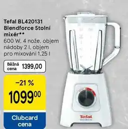Tesco Tefal BL420131 Blendforce Stolní mixér, 600 W, 4 nože, objem nádoby 2 1. objem pro mixování nabídka