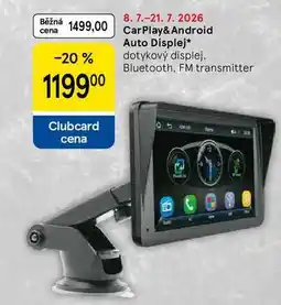 Tesco CarPlay& Android Auto Displej, dotykový displej, Bluetooth, FM transmitter nabídka