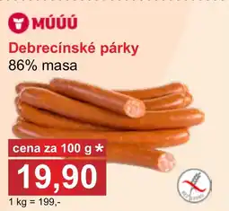 PLUS JIP Debrecínské párky 86% masa nabídka