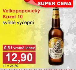 PLUS JIP Velkopopovický Kozel 10 světlé výčepní nabídka