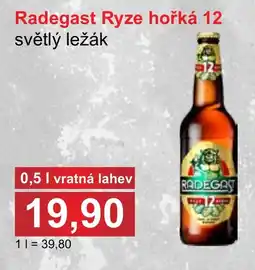 PLUS JIP Radegast Ryze hořká 12 světlý ležák nabídka