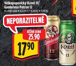 Albert Velkopopovický Kozel 11/ Gambrinus Patron 12 nabídka