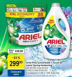 Tesco Ariel Prací prostředek + Touch Of Lenor Spring Awakening, 38-50 PD, více druhů nabídka
