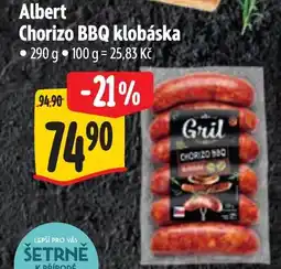 Albert Albert Chorizo BBQ klobáska nabídka