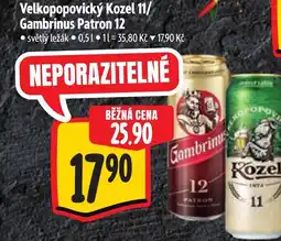 Albert Velkopopovický Kozel 11/ Gambrinus Patron 12 nabídka
