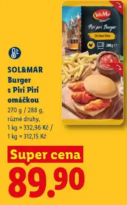 Lidl SOL&MAR Burger s Piri Piri omáčkou nabídka