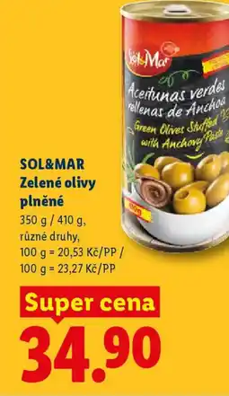 Lidl SOL&MAR Zelené olivy plněné nabídka