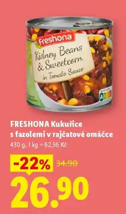 Lidl FRESHONA Kukuřice s fazolemi v rajčatové omáčce nabídka