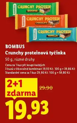 Lidl BOMBUS Crunchy proteinová tyčinka nabídka