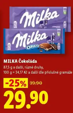 Lidl MILKA Čokoláda nabídka