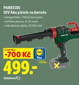Lidl PARKSIDE 20V Aku pistole na kartuše nabídka