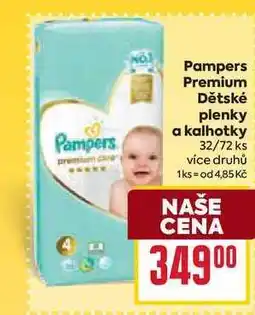 Billa Pampers Premium Dětské plenky a kalhotky 32/72 ks nabídka