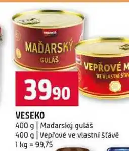 Terno VESEKO 400 g Maďarský guláš 400 g Vepřové ve vlastní šťávě nabídka