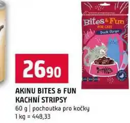 Terno AKINU BITES & FUN KACHNÍ STRIPSY 60 g pochoutka pro kočky nabídka