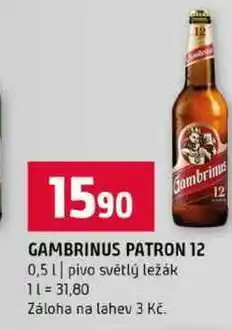 Terno GAMBRINUS PATRON 12 0,5l pivo světlý ležák nabídka