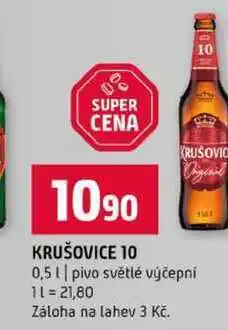 Terno KRUŠOVICE 10 0,5l pivo světlé výčepní nabídka