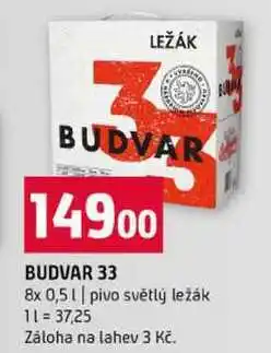 Terno BUDVAR 33 8x 0,5l pivo světlý ležák nabídka