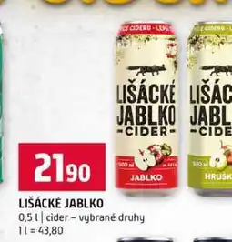 Terno LIŠÁCKÉ JABLKO 0,5l cider vybrané druhy nabídka