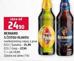 Terno BERNARD S ČISTOU HLAVOU nealkoholický nápoj z piva 0,5l Švestka 0,5l Grep nabídka