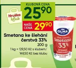 Hruška Smetana ke šlehání čerstvá 33% nabídka