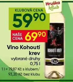 Hruška Víno Kohoutí krev nabídka