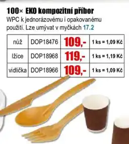 EVA EKO kompozitní příbor WPC k jednorázovému i opakovanému použití. Lze umývat v myčkách nabídka