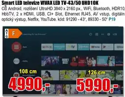 EVA Smart LED televize VIVAX LED TV-43/50 UHD10K nabídka