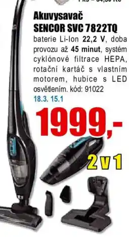 EVA Akuvysavač SENCOR SVC 7822TQ nabídka