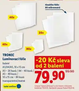Lidl TRONIC Laminovací fólie nabídka