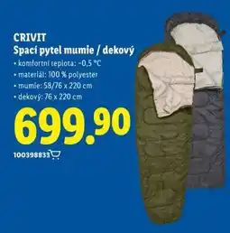Lidl CRIVIT Spací pytel mumie/dekový nabídka