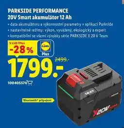 Lidl PARKSIDE PERFORMANCE 20V Smart akumulátor 12 Ah nabídka