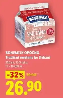 Lidl BOHEMILK OPOČNO Tradiční smetana ke šlehání nabídka