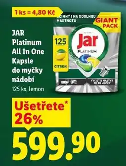 Lidl JAR Platinum All In One Kapsle do myčky nádobí nabídka