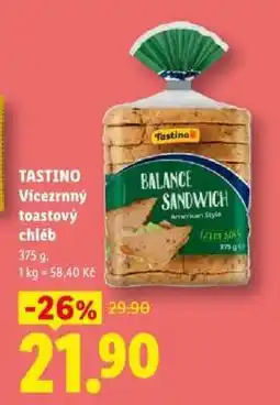 Lidl TASTINO Vícezrnný toastový chléb nabídka