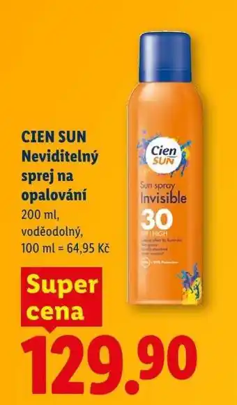 Lidl Cien sun NEVIDITELNÝ SPREJ NA OPALOVÁNÍ nabídka