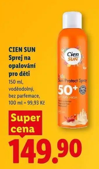 Lidl Cien sun SPREJ NA OPALOVÁNÍ PRO DĚTI nabídka