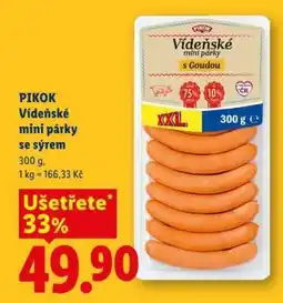 Lidl PIKOK Vídeňské mini párky se sýrem nabídka