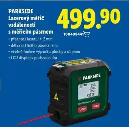 Lidl PARKSIDE LASEROVÝ MĚŘIČ VZDÁLENOSTI S MĚŘICÍM PÁSMEM nabídka