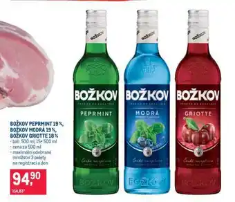 BOŽKOV PEPRMINT 19 %, BOŽKOV MODRÁ 19 %, BOŽKOV GRIOTTE 18 %