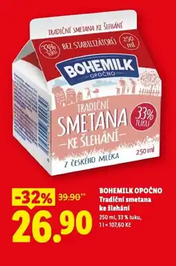 Lidl BOHEMILK OPOČNO Tradiční smetana ke šlehání nabídka