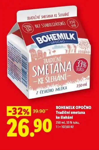 Lidl BOHEMILK OPOČNO Tradiční smetana ke šlehání nabídka