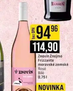 Jip Znovín Znojmo Frizzante moravské zemské Rosé Bile nabídka