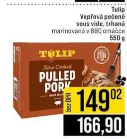 Jip Tulip Vepřová pečeně sous vide, trhaná marinovaná v BBQ omáčce nabídka