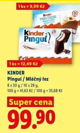 Lidl Kinder Pinguí / Mléčný řez nabídka