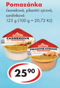CBA Pomazánka česneková, pikantní sýrová, sardinková nabídka