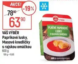 Globus VÁŠ VÝBĚR Paprikové lusky, Masové knedlíčky s rajskou omáčkou nabídka