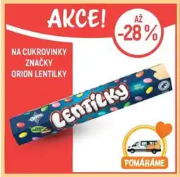 Globus Na cukrovinky značky Orion lentilky nabídka