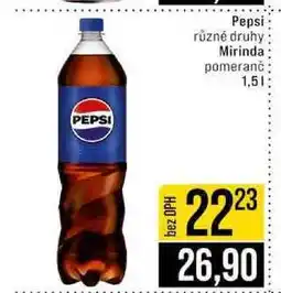 Jip Pepsi různé druhy Mirinda pomeranč nabídka